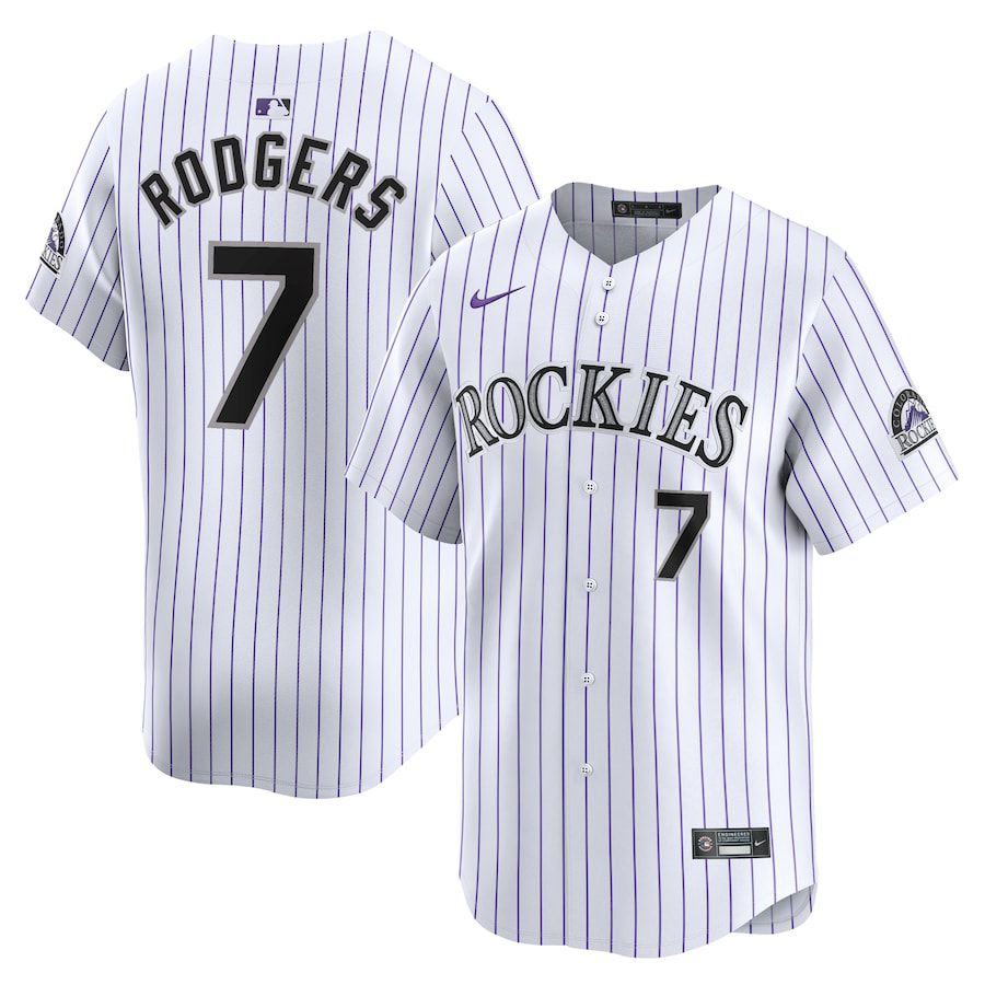 Men Colorado Rockies #7 Brendan Rodgers Nike White Home Limited Player MLB Jersey-0